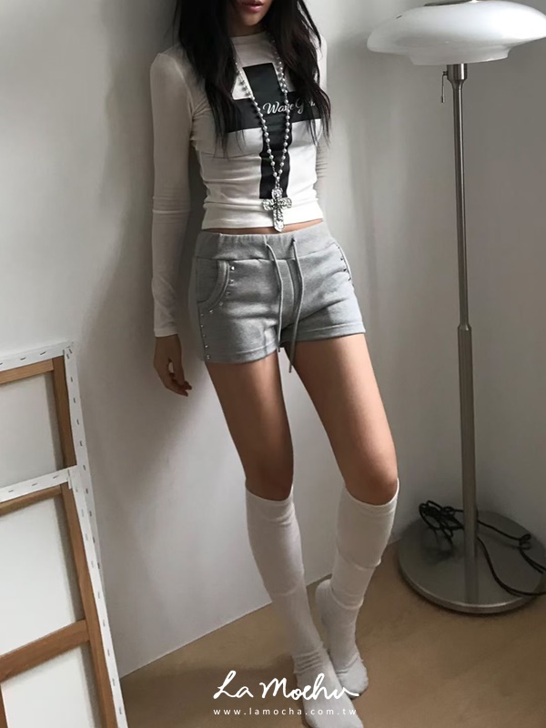 鉚釘棉質短褲